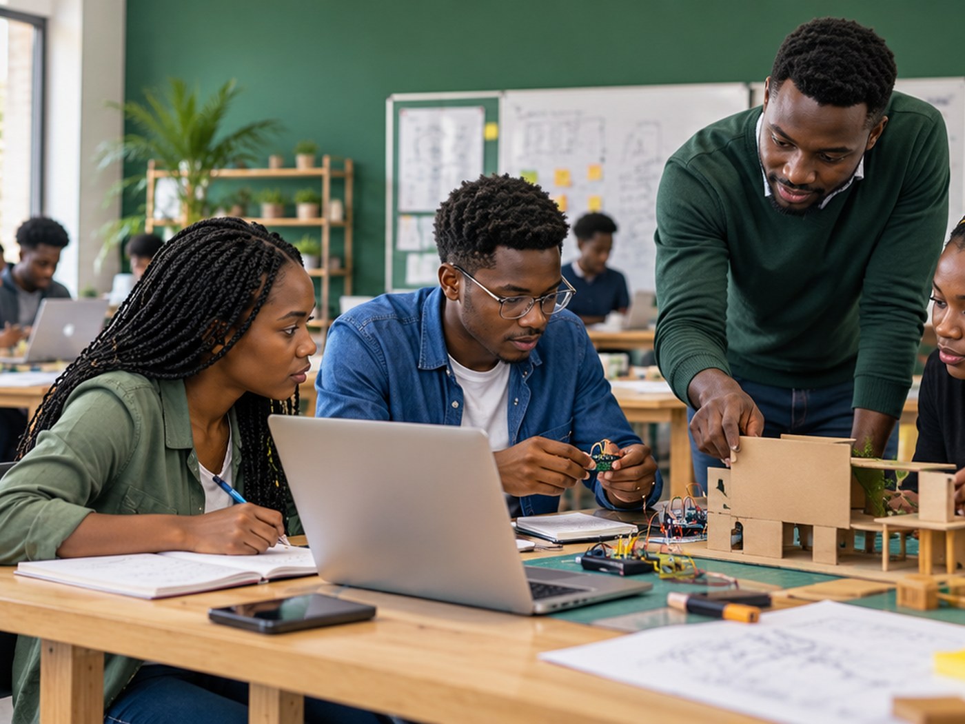 Students collaborating in an innovation workshop